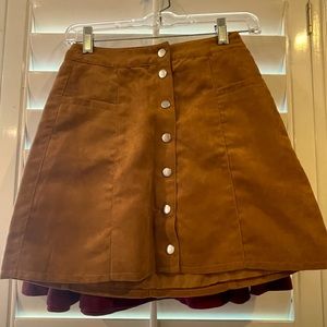 Cute button- down faux suede skirt